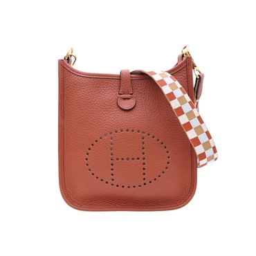 古銅色 Clemence 牛皮 Mini Evelyne 肩背包 U刻【HERMES 愛馬仕】 H083433CC