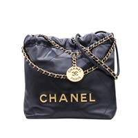黑色牛皮 22 Mini 鍊帶 肩背包【CHANEL 香奈兒】 AS3980