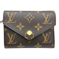 棕色 原花帆布 Victorine 三折短夾【LOUIS VUITTON LV 路易威登】 M62472