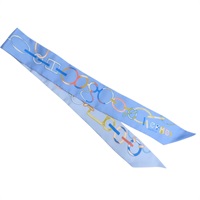 水藍色 Do Re Boucles Twilly 絲綢 絲巾【HERMES 愛馬仕】 H063951S 04