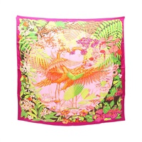 紫色 框邊 多色 絲綢 Flamingo Party Carre 90 方巾【HERMES 愛馬仕】