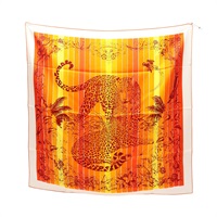 白/橘色 絲綢 Jungle Love Rainbow Carre 90 方巾【HERMES 愛馬仕】 H003369S