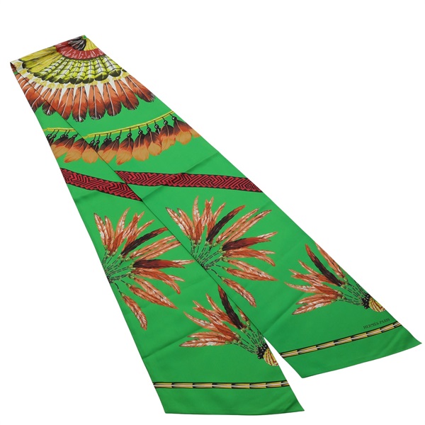 綠色 絲綢 Brazil Maxi Twilly 絲巾【HERMES 愛馬仕】
