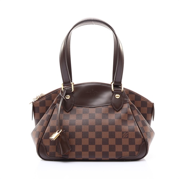 棕色 棋盤格帆布 Damier Ebene Verona PM 手提包【LOUIS VUITTON LV 路易威登】 N41117
