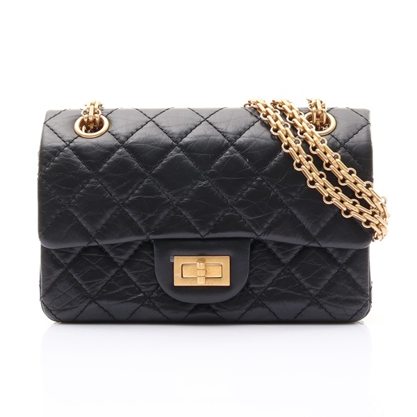黑色 菱格紋 牛皮 2.55 Mini 鍊帶 肩背包【CHANEL 香奈兒】 AS0874