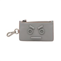 灰色 牛皮 Face Zip Card Holder 零錢包【FENDI 芬迪】 7AR534