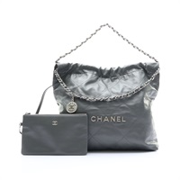 灰色 菱格紋 牛皮 22 肩背包【CHANEL 香奈兒】 AS3261
