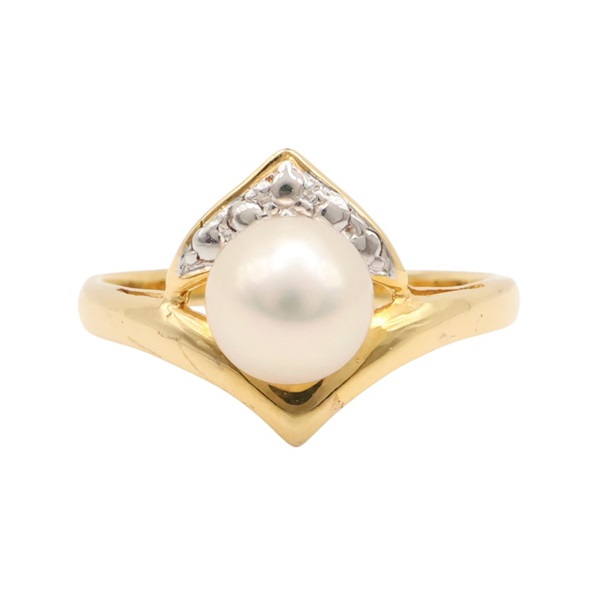 18K黃金 珍珠 鑽石 戒指【JEWELRY 無品牌珠寶】