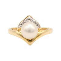 18K黃金 珍珠 鑽石 戒指【JEWELRY 無品牌珠寶】