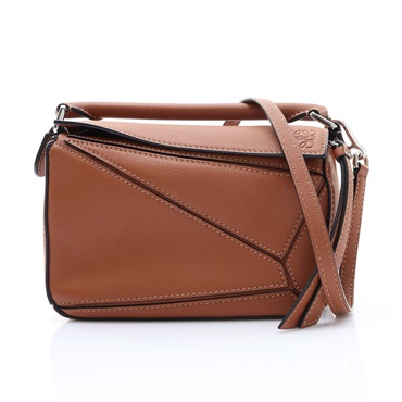 棕色 牛皮 Mini Puzzle 肩背包【LOEWE 羅威】 322.30.U95