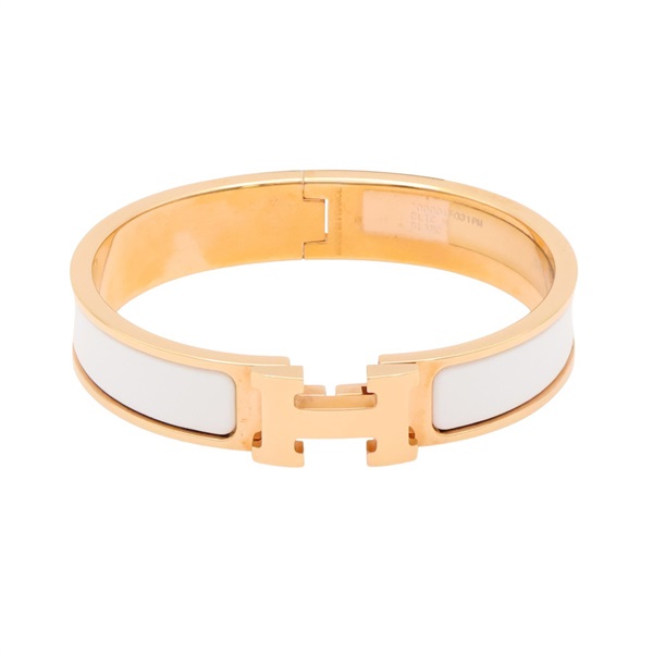 白色琺瑯 玫瑰金鍍金 Clic Clac H手環【HERMES 愛馬仕】 H700001F