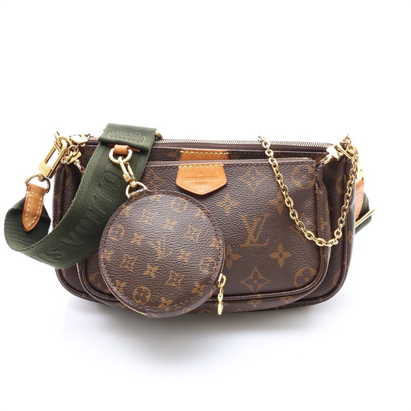 棕色 原花帆布 Multi Pochette Accessories 肩背包【LOUIS VUITTON LV 路易威登】 M44813