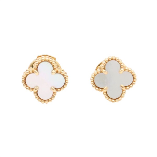 Sweet Alhambra 耳環 18K黃金 白色母貝【Van Cleef ＆ Arpels 梵克雅寶】 VCARA44800