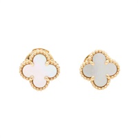 Sweet Alhambra 耳環 18K黃金 白色母貝【Van Cleef ＆ Arpels 梵克雅寶】 VCARA44800