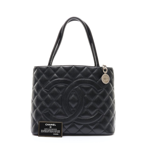 黑色 荔枝紋 菱格紋牛皮 勳章包 Medallion Tote 托特包【CHANEL 香奈兒】 A01804
