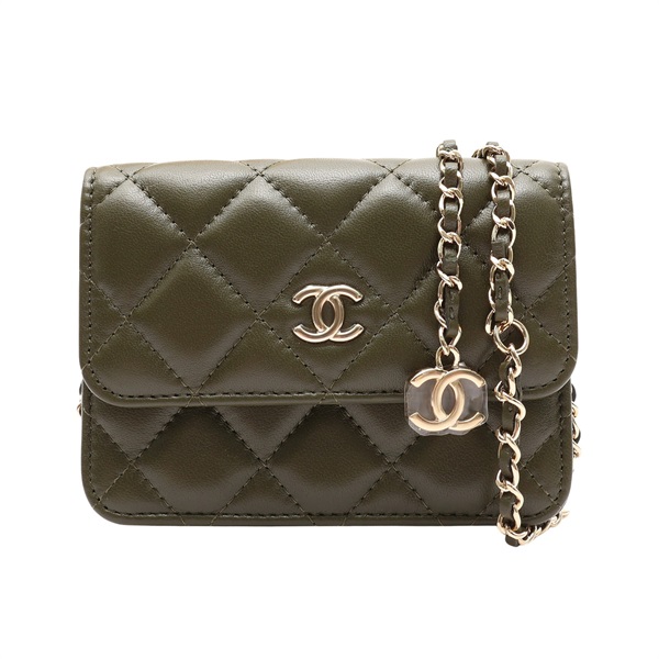 綠色 羊皮 鏈帶腰包 金釦 (VIP禮)【CHANEL 香奈兒】