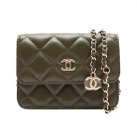 綠色 羊皮 鏈帶腰包 金釦 (VIP禮)【CHANEL 香奈兒】