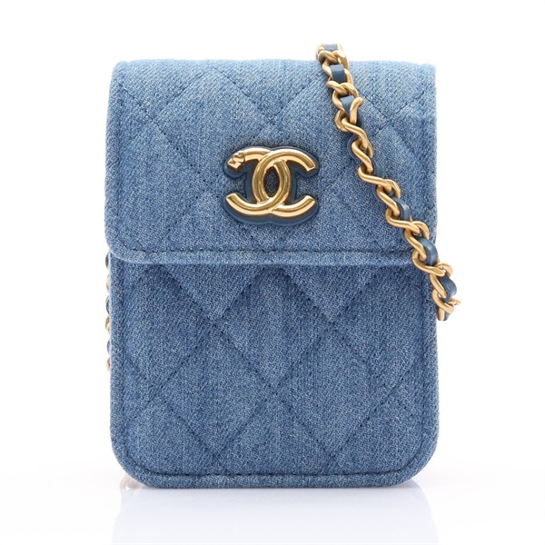 藍色 單寧布 肩背包 金釦 (VIP禮)【CHANEL 香奈兒】