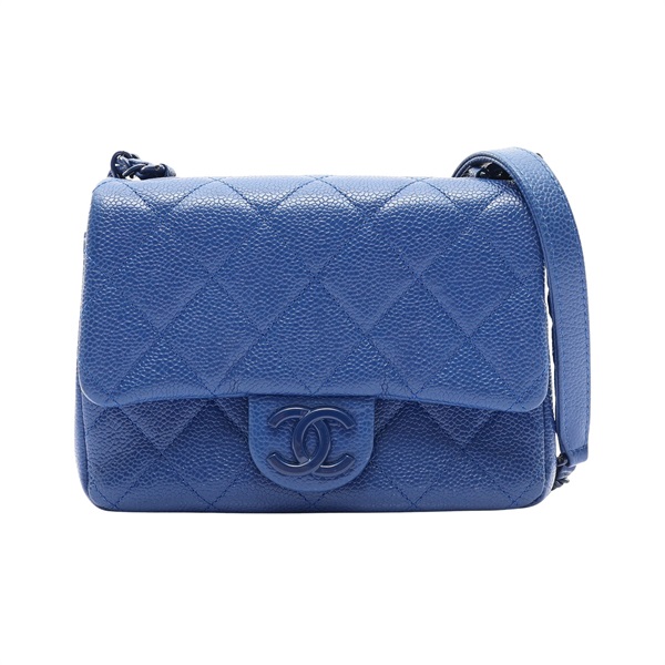 藍色 荔枝紋牛皮 Mini Flap 肩背包【CHANEL 香奈兒】 AS1784