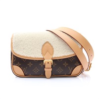 棕/白色 原花帆布 羊毛 Diane NM PM 兩用包【LOUIS VUITTON LV 路易威登】 M46317