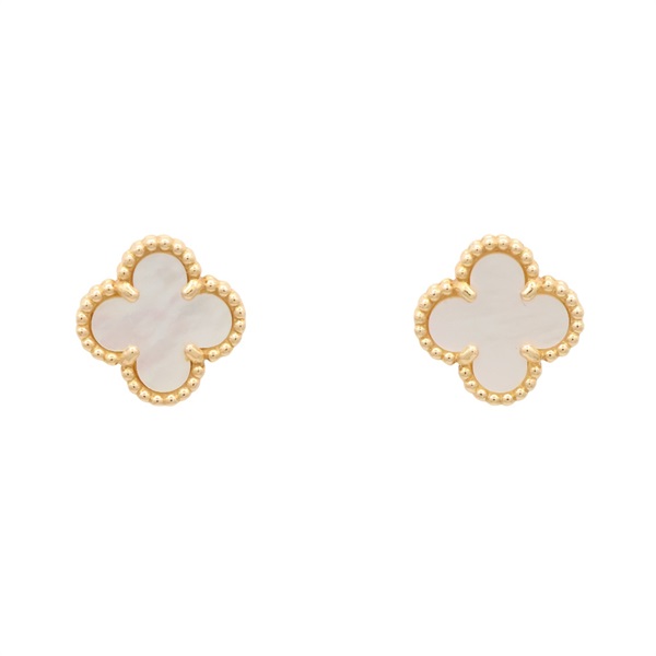 18K黃金 白色母貝 Sweet Alhambra 耳環【Van Cleef & Arpels 梵克雅寶】 VCARA44800