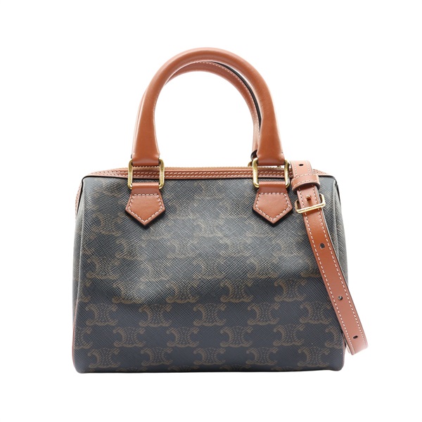 棕色 Triomphe 帆布 Small Boston 兩用包【CELINE 賽琳】 113772CAS.04LU