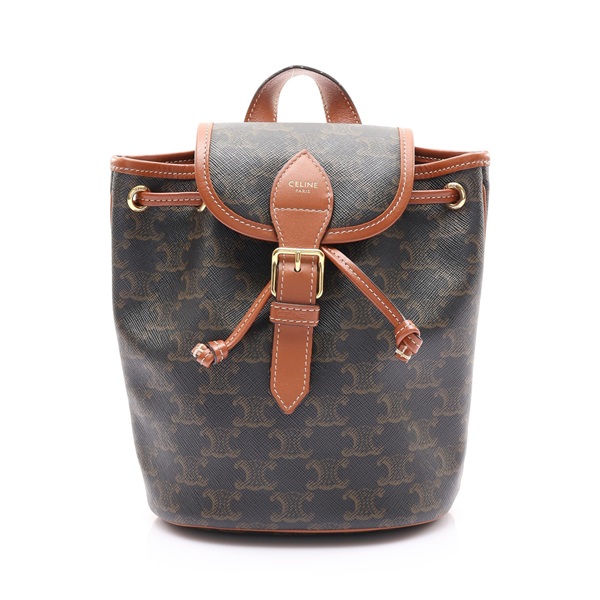 棕色 Triomphe 帆布 Folco Mini 後背包【CELINE 賽琳】 197662CAS