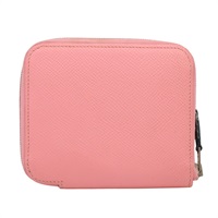 Silk'In Compact 絲巾 拉鍊短夾 櫻花粉 牛皮 T刻 銀釦【HERMES 愛馬仕】 H069646CK