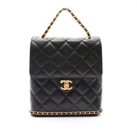黑色 荔枝紋牛皮 Camellia Chain Around 後背包【CHANEL 香奈兒】 AS4490