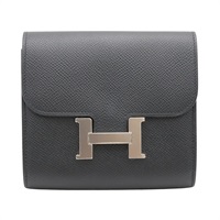 Constance 二折短夾 黑色 Epsom牛皮 C刻 銀釦【HERMES 愛馬仕】