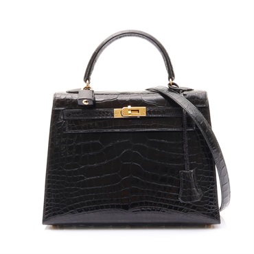 HERMES 愛馬仕 Kelly 25 鱷魚皮 黑色 凱莉包 金扣 口B刻 兩用包