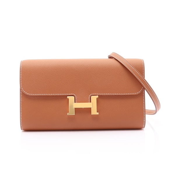 金棕色 Evercolor 牛皮 Constance To Go Wallet 肩背包 G刻 金釦【HERMES 愛馬仕】