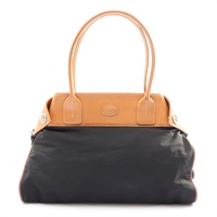黑色帆布 棕色牛皮 Girelli 托特包【TOD'S 托德斯】
