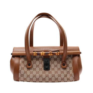 棕色 GG帆布 竹節 Bamboo Bullet 手提包【GUCCI 古馳】 111713
