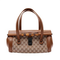 棕色 GG帆布 竹節 Bamboo Bullet 手提包【GUCCI 古馳】 111713