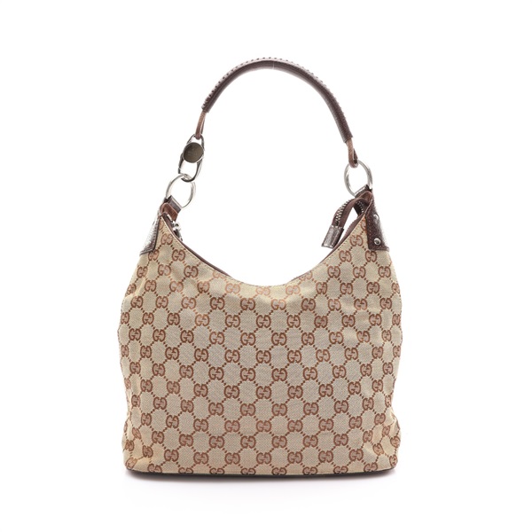 棕色 帆布 牛皮 肩背包【GUCCI 古馳】 115003