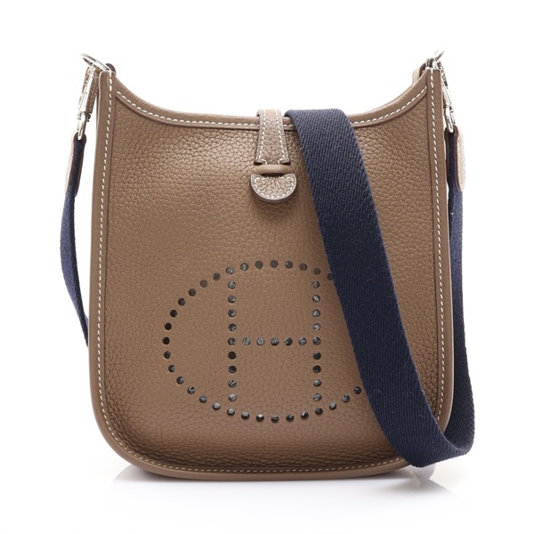 大象灰色 Clemence 牛皮 Mini Evelyne 肩背包 D刻【HERMES 愛馬仕】 H069426CK