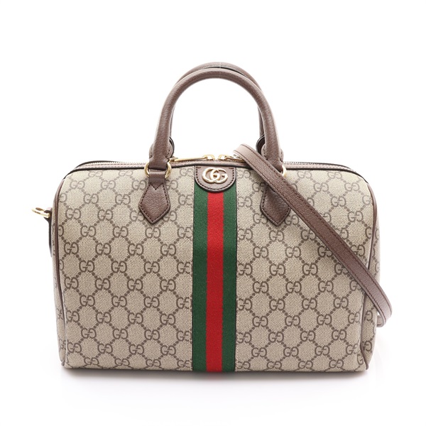 棕色 帆布 牛皮 波士頓包 兩用包【GUCCI 古馳】 772065