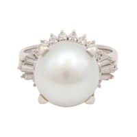 珍珠 戒指 鑽石 PT900 鉑金【JEWELRY 無品牌珠寶】
