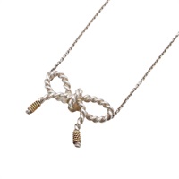 925純銀 18K黃金 紐繩蝴蝶結 項鏈【Tiffany & Co 蒂芬妮】