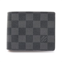 Multiple 兩折 短夾 黑色 棋盤格帆布 有姓名刻印【LOUIS VUITTON LV 路易威登】 N62663