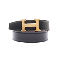 H 皮帶 黑/棕色 BOX/Togo 牛皮 口R刻 金釦【HERMES 愛馬仕】