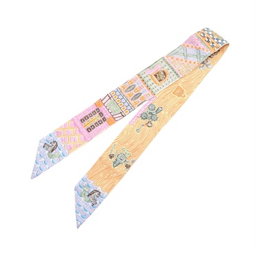 橘色 絲綢 Super Silk Quest Twilly 絲巾【HERMES 愛馬仕】 H064011S