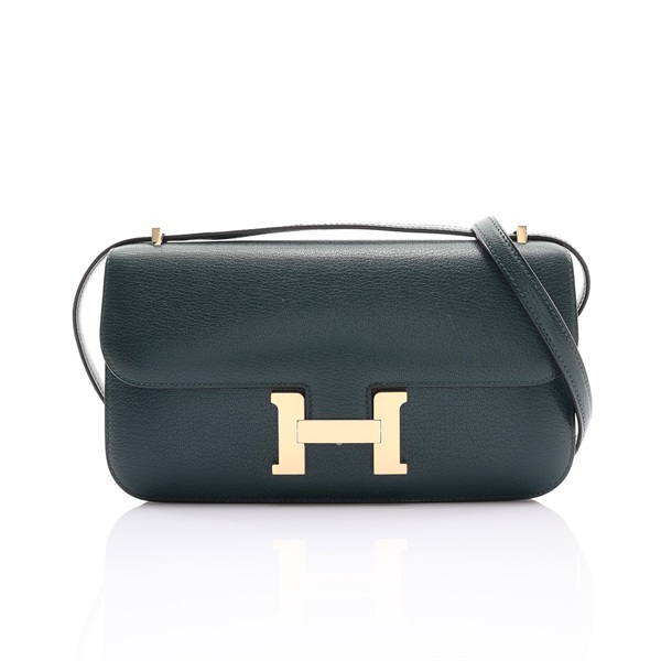 松柏綠 Chevre Chamkila 山羊皮 Constance 1-Elan 肩背包 K刻 金釦【HERMES 愛馬仕】 H085987CP