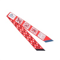 HERMES 愛馬仕 Jeu de Cartes Twilly 絲巾 紅色 絲綢