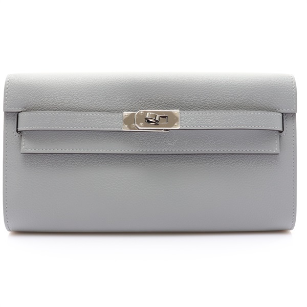 木偶灰 Evercolor牛皮 Kelly To Go Wallet 肩背包 K刻 銀釦【HERMES 愛馬仕】 H084169CC