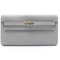 木偶灰 Evercolor牛皮 Kelly To Go Wallet 肩背包 K刻 銀釦【HERMES 愛馬仕】 H084169CC
