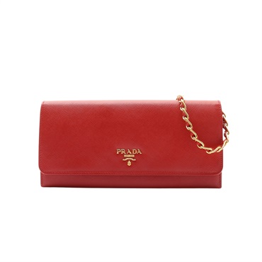 Wallet on Chain 肩背包 紅色 Saffiano牛皮【PRADA 普拉達】 1M1290