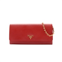 Wallet on Chain 肩背包 紅色 Saffiano牛皮【PRADA 普拉達】 1M1290