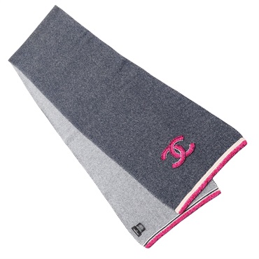CHANEL 香奈兒 圍巾 紅色雙C 藍色 喀什米爾/羊毛